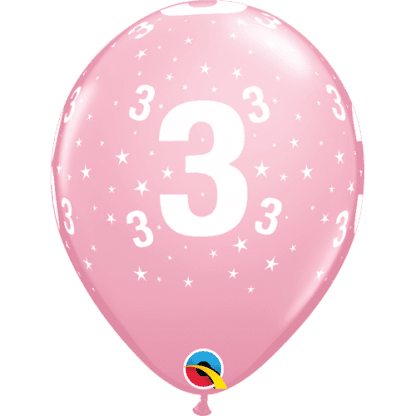 Pink stjerner 3 år - 6 stk