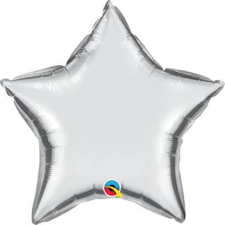 Sølv folie stjerne - Giv en ballon