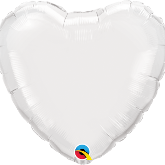 White - 18” folie hjerte - Giv en ballon