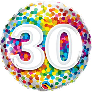 30 år konfetti - Giv en ballon