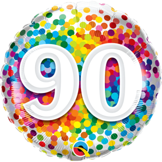 90 år konfetti - Giv en ballon