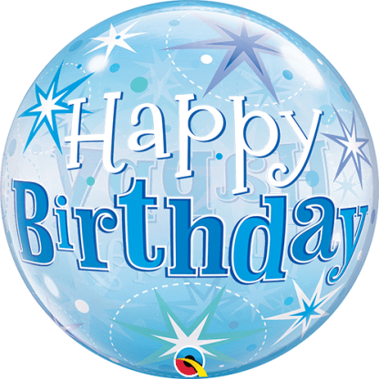 Happy birthday blå stjerner - Giv en ballon - Image 2