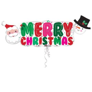Santa & Snowman Banner - Giv en ballon