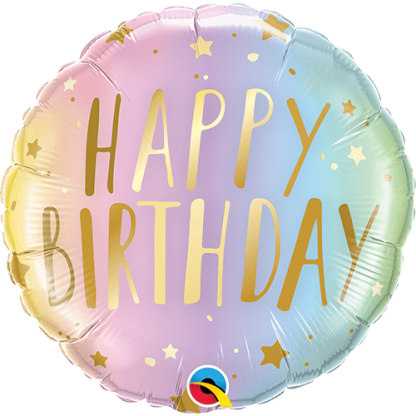 Happy birthday pastel ombre stars - Giv en ballon