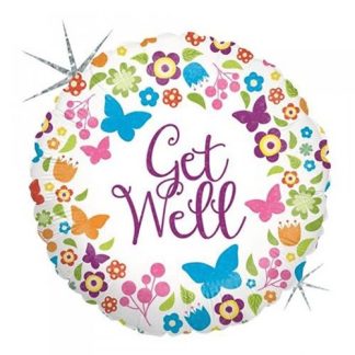 Get well flowers & butterflies - Giv en ballon