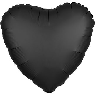 Folie hjerte – satin sort - Giv en ballon