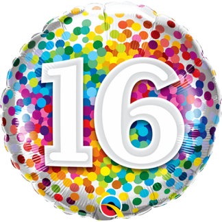 16 år konfetti - Giv en ballon