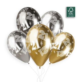 21 år balloner 33cm - 5 stk