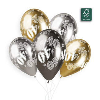 40 år balloner 33cm - 5 stk