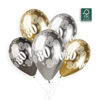 80 år balloner 33cm - 5 stk