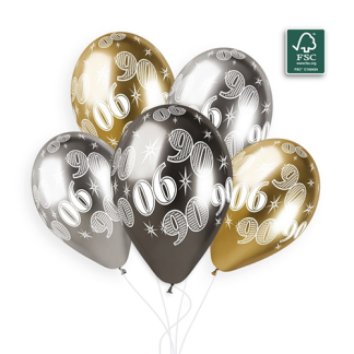 90 år balloner 33cm - 5 stk