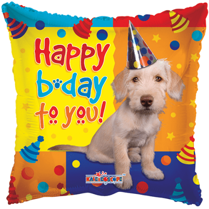 Happy birthday dog square - Giv en ballon