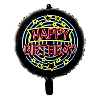 Neon happy birthday - Giv en ballon