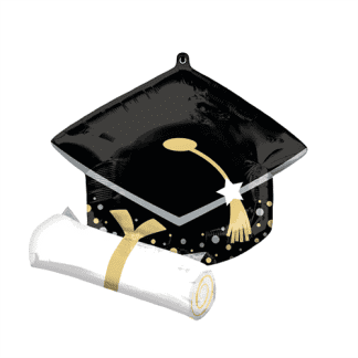Grad cap & white diploma - Giv en ballon