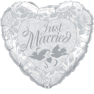Just married hjerte - Giv en ballon