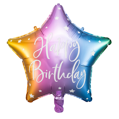 Regnbue stjerne happy birthday - Giv en ballon