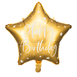 Guld stjerne happy birthday - Giv en ballon