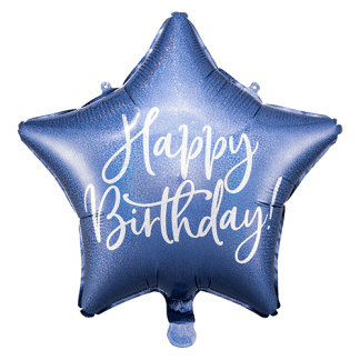 Blå stjerne happy birthday - Giv en ballon