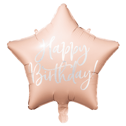Lyserød stjerne happy birthday - Giv en ballon
