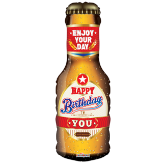 Happy birthday øl flaske - Giv en ballon