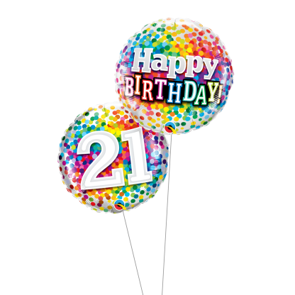 Happy birthday 21år konfetti buket - Giv en ballon
