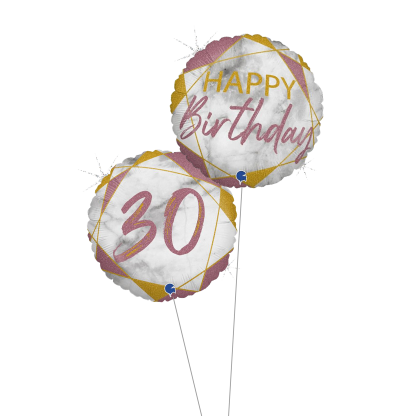 Happy birthday 30år rosegold marmor buket - Giv en ballon