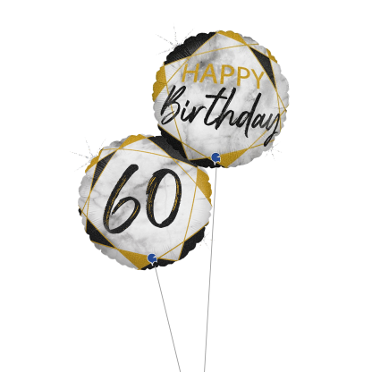 Happy birthday 60år sort marmor buket - Giv en ballon