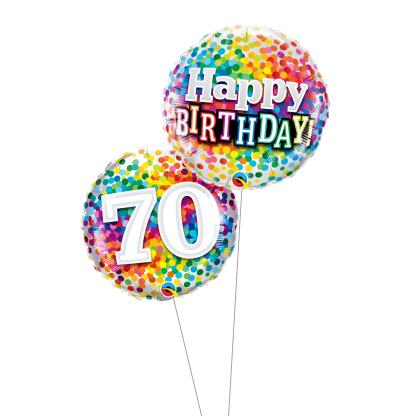 Happy birthday 70år konfetti buket - Giv en ballon