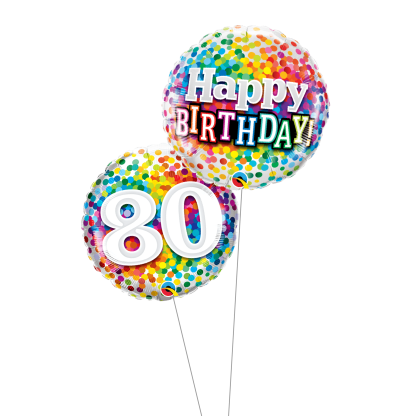 Happy birthday 80år konfetti buket - Giv en ballon