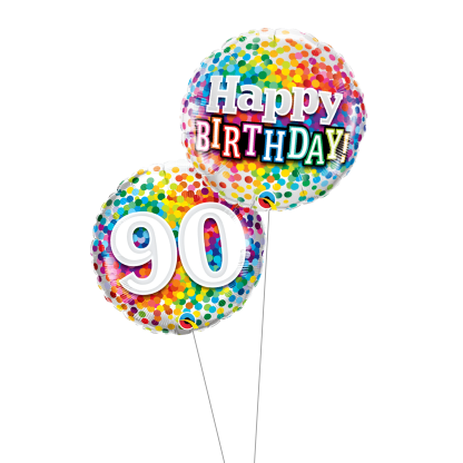 Happy birthday 90år konfetti buket - Giv en ballon