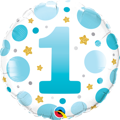 Blå prikker 1 år - Giv en ballon
