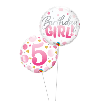 Birthday girl 5 år buket - Giv en ballon