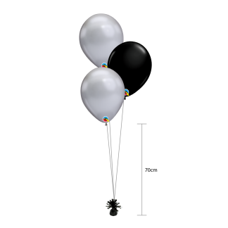 Nytårs bordbuket sølv & sort - Giv en ballon
