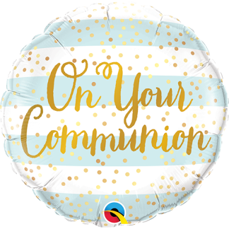 On Your Communion Blue Stripes - Giv en ballon