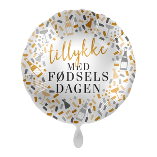 Tillykke med fødselsdagen konfetti & champagne - Giv en ballon