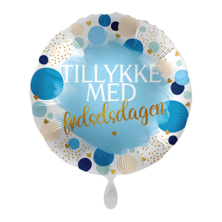 Tillykke med fødselsdagen lyseblå prikker - Giv en ballon
