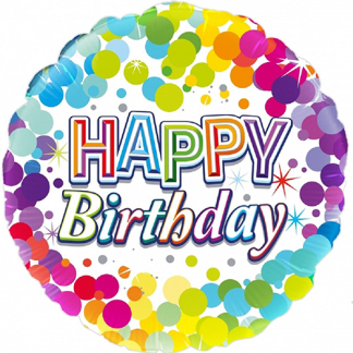 Happy birthday colorful confetti - Giv en ballon