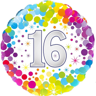 16 år colorful confetti - Giv en ballon