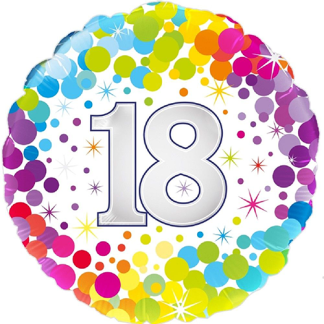18 år colorful confetti - Giv en ballon