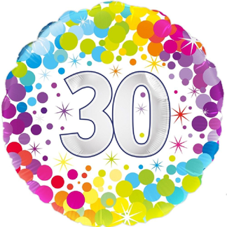30 år colorful confetti - Giv en ballon