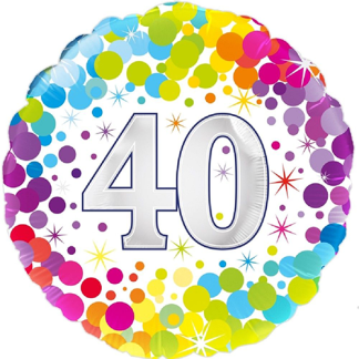 40 år colorful confetti - Giv en ballon