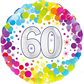 60 år colorful confetti - Giv en ballon