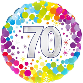 70 år colorful confetti - Giv en ballon