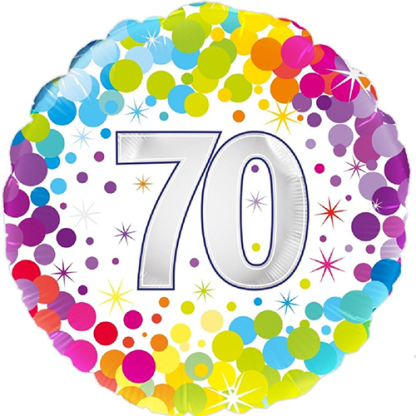 70 år colorful confetti