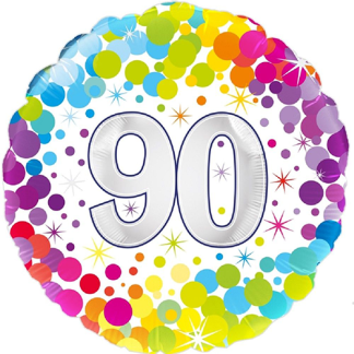 90 år colorful confetti - Giv en ballon