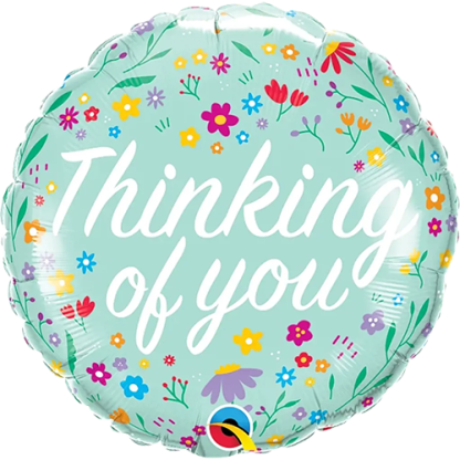 Tænker på dig med blomster og hjerter - Giv en ballon