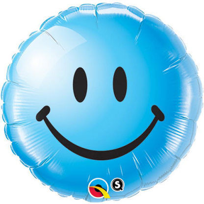 Blå smiley - Giv en ballon