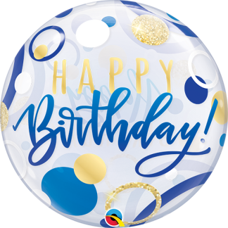 Happy birthday blue dots - Giv en ballon
