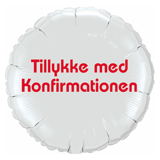 Tillykke med konfirmationen - Rød tekst - Giv en ballon