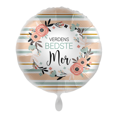 Verdens bedste mor med blomster - Giv en ballon